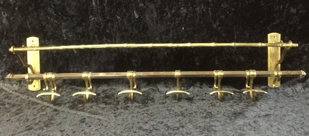 Edwardian brass portmanteau coat and hat rack 