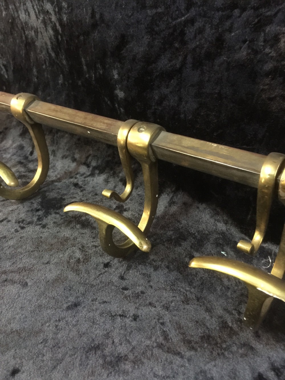 Edwardian brass portmanteau coat and hat rack  View IX