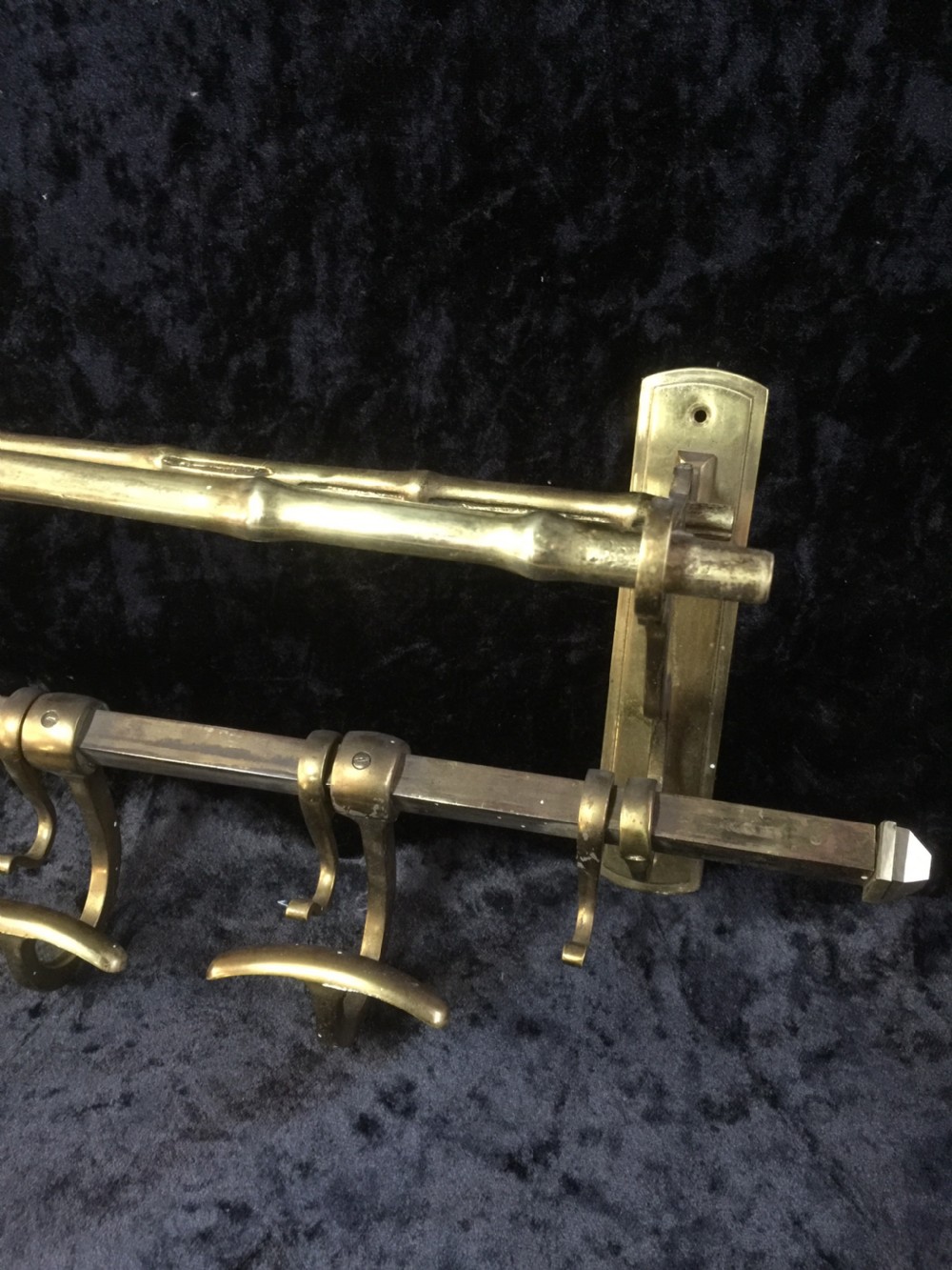 Edwardian brass portmanteau coat and hat rack  View X
