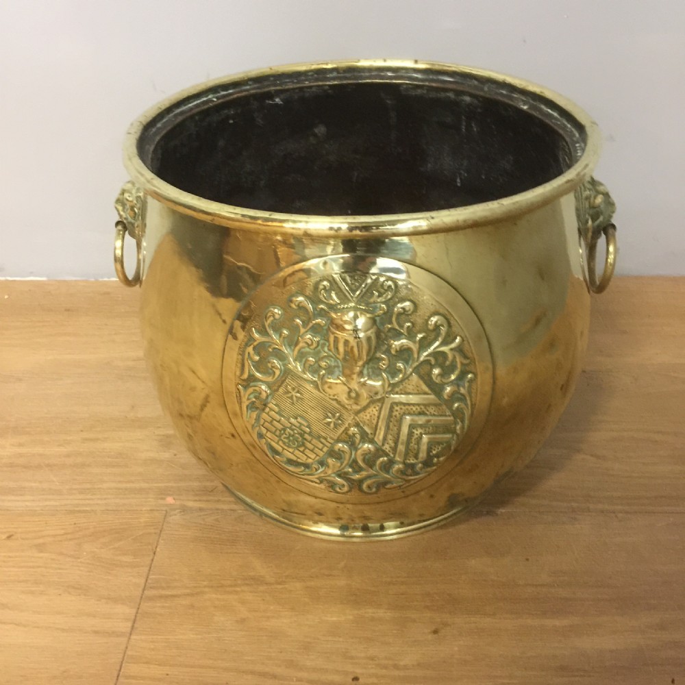 19th century brass log bin