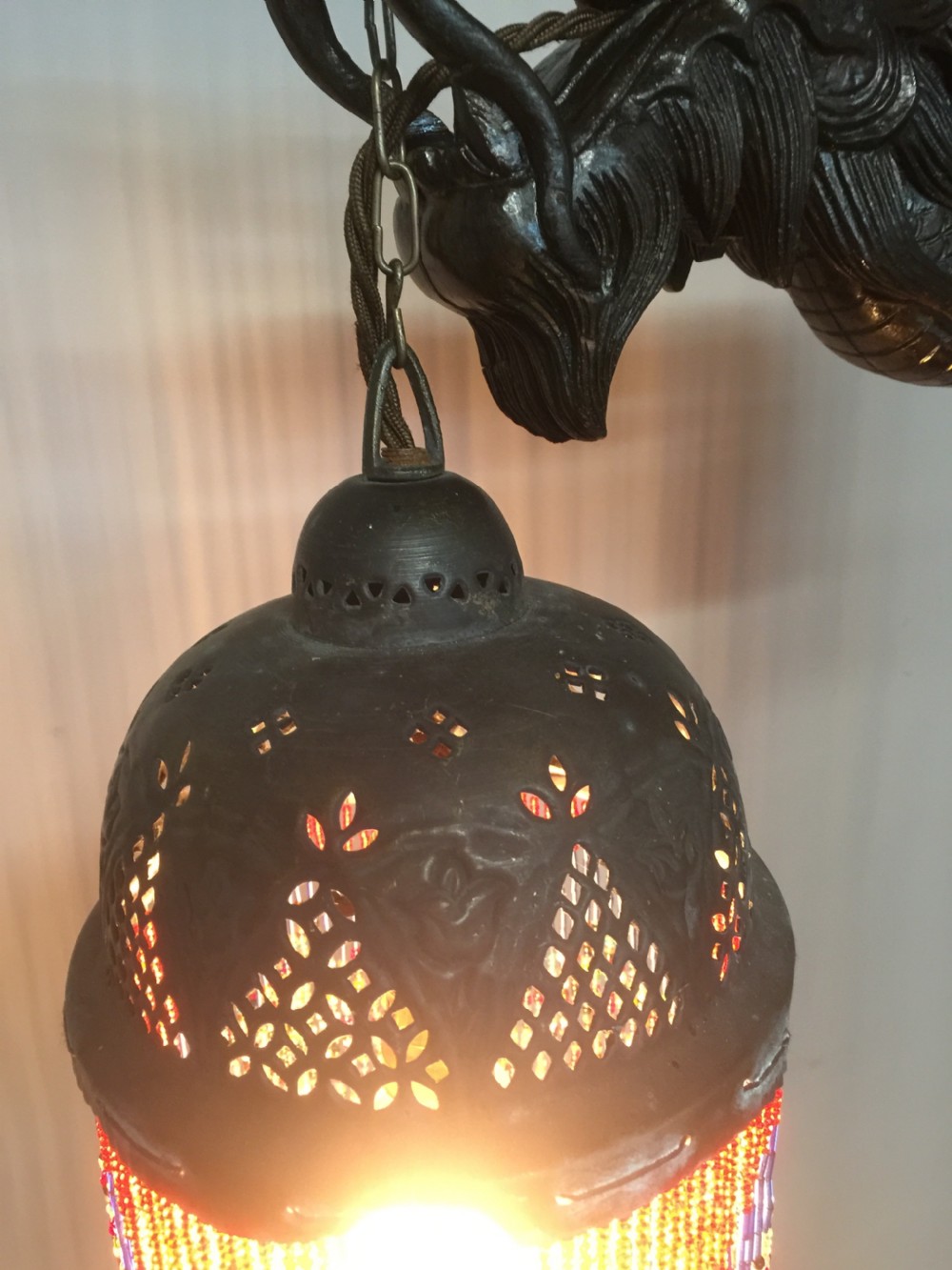 Carved Chinese hardwood standard lamp circa 1920 View VII