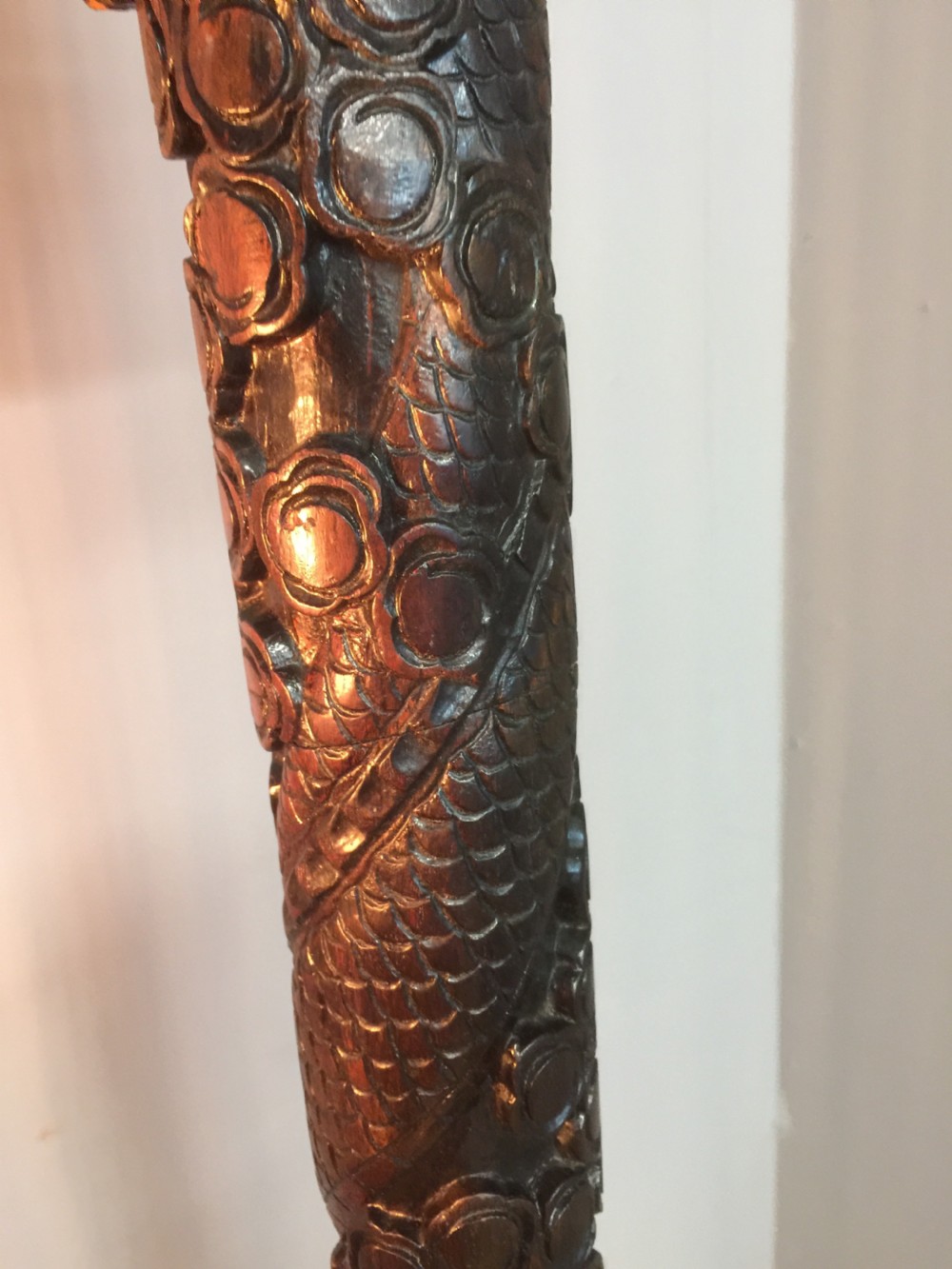 Carved Chinese hardwood standard lamp circa 1920 View VIII