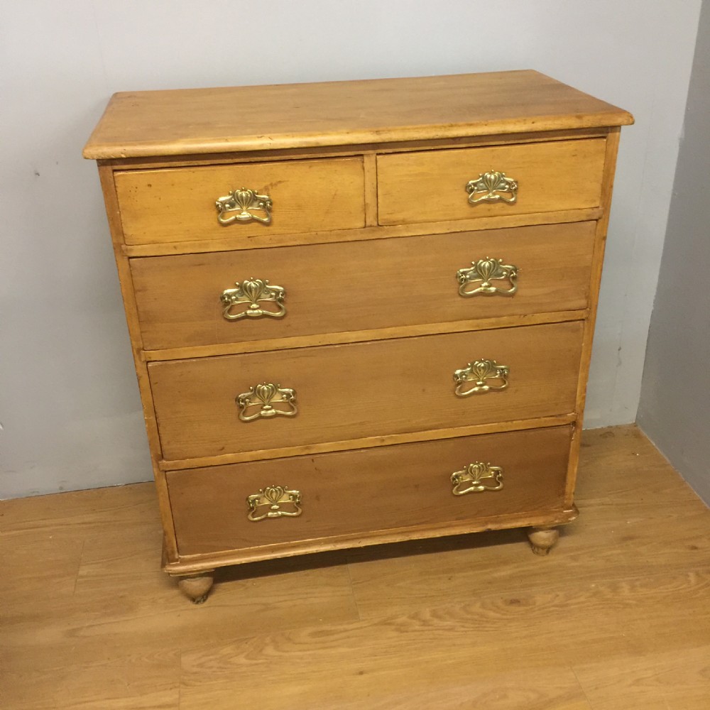 Nineteenth century pine and beech four height chest of drawers 