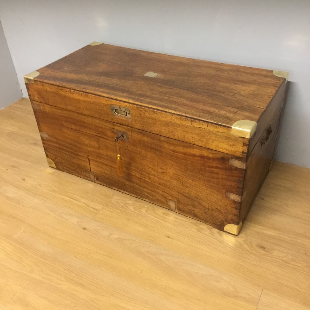 Nineteenth century camphor wood military style chest  
