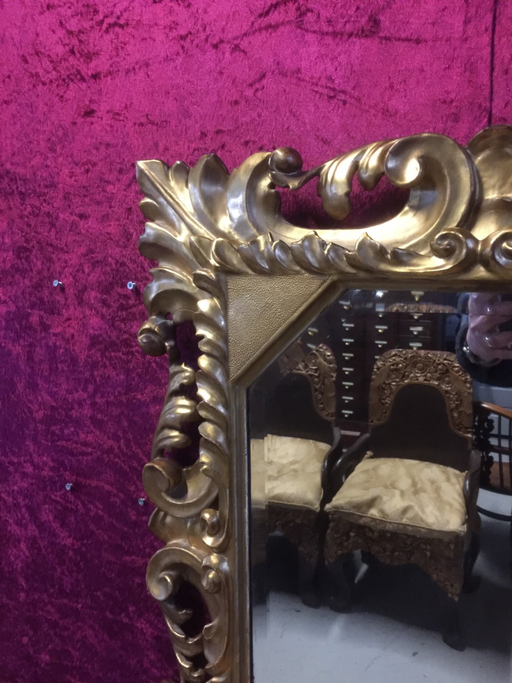 Nineteenth century carved and gilded wood framed bevelled mirror  View IV