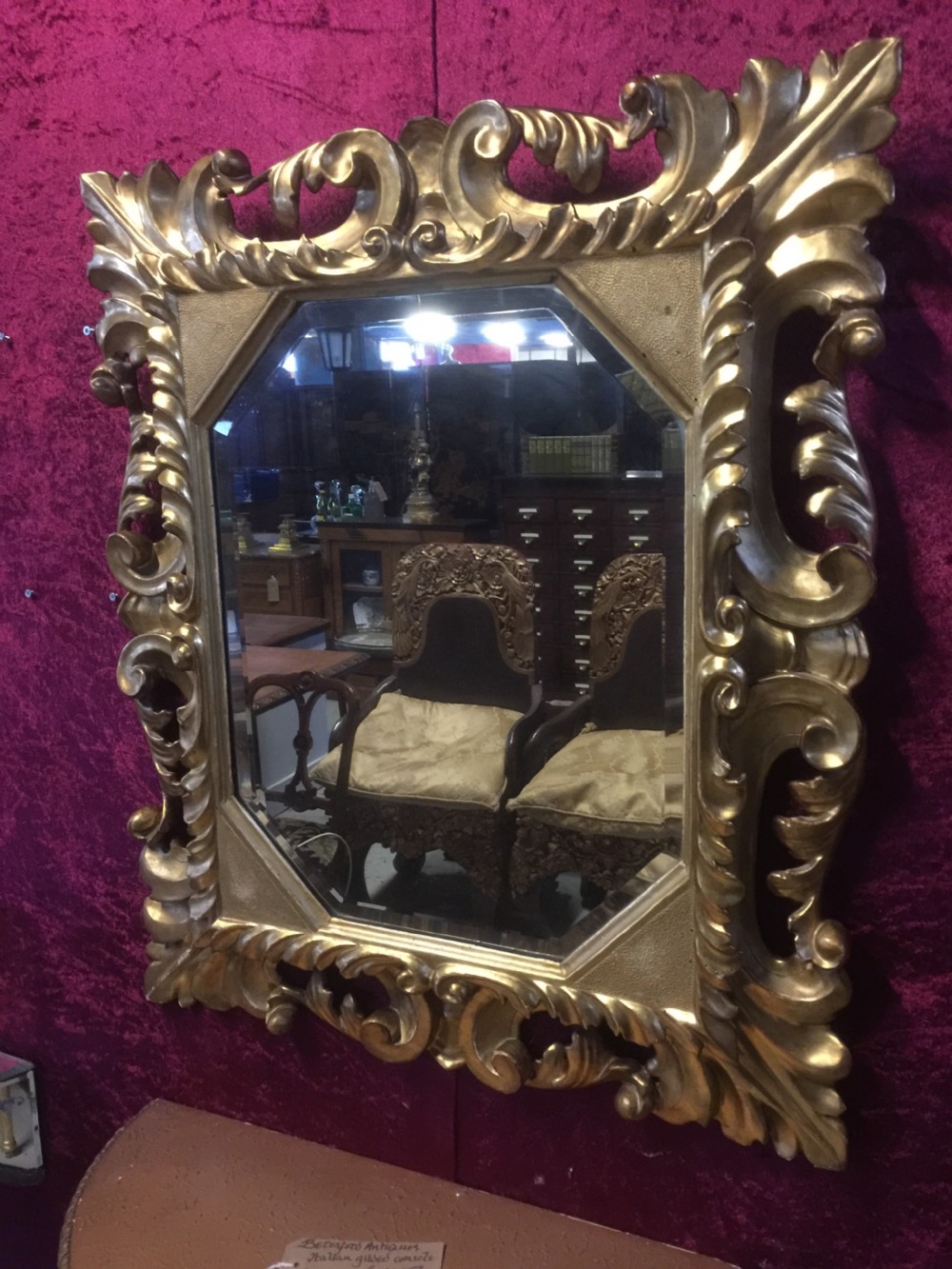 Nineteenth century carved and gilded wood framed bevelled mirror  View IX