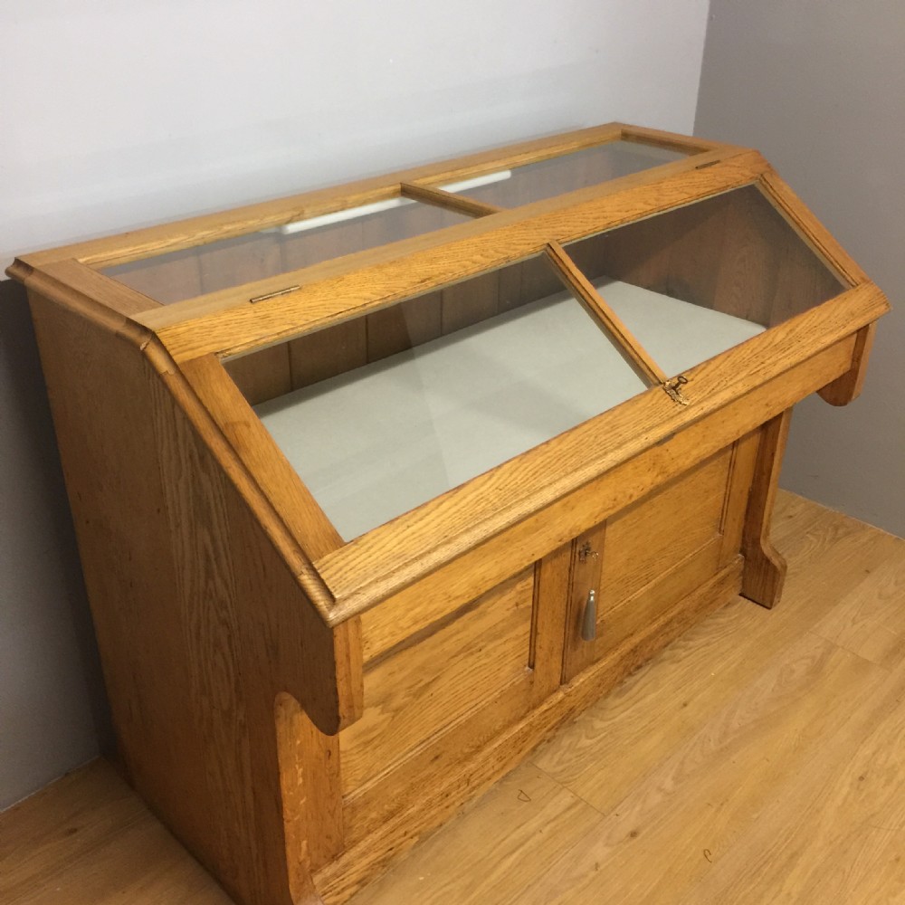 Nineteenth century golden oak museum cabinet
