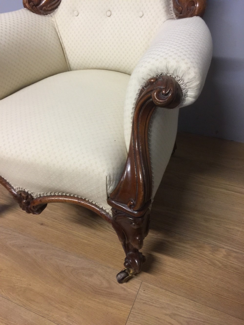 Nineteenth century mahogany framed armchair on carved cabriole legs  View IV