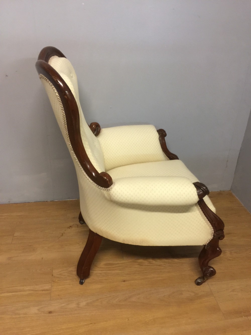 Nineteenth century mahogany framed armchair on carved cabriole legs  View VII