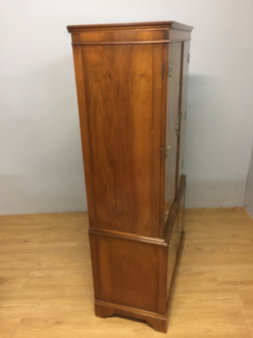 Burr walnut drinks cabinet with ornate brass fittings  View VI