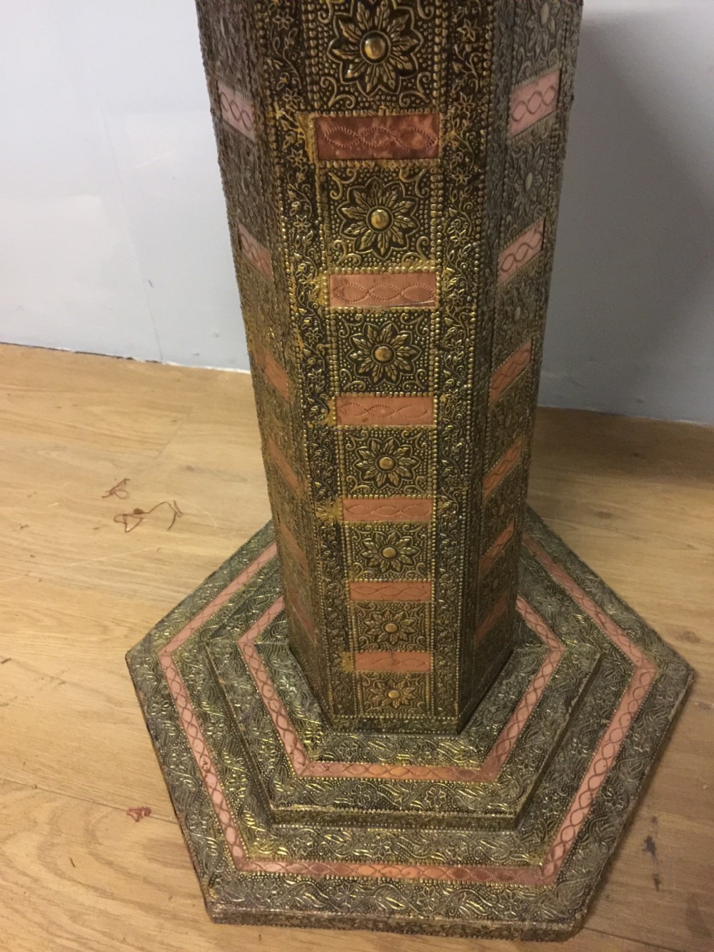 Anglo Indian hexagonal occasional table in brass and copper View III