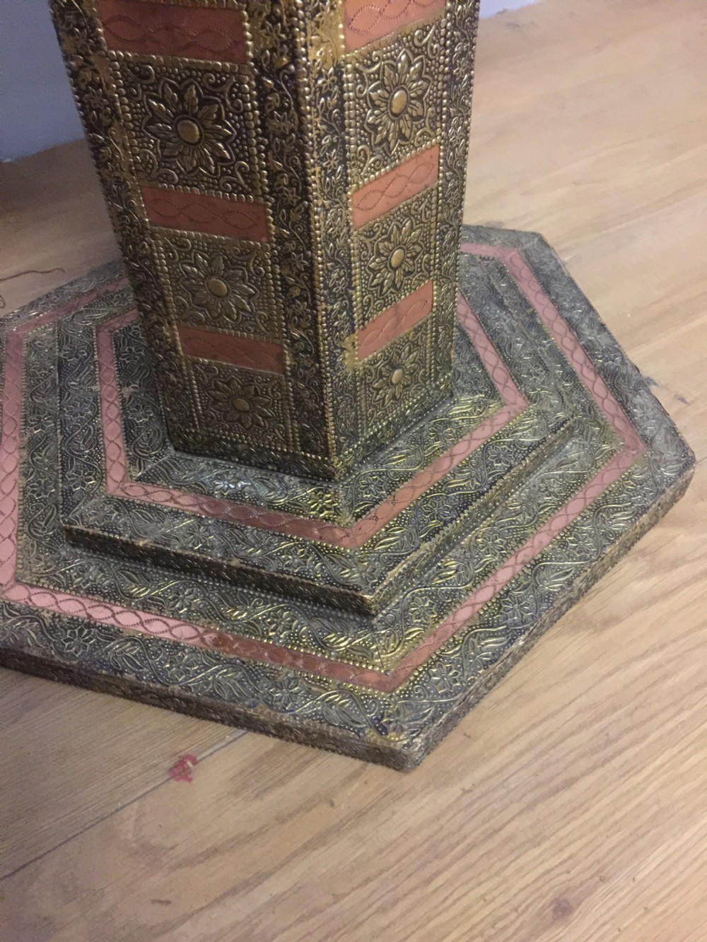 Anglo Indian hexagonal occasional table in brass and copper View VII