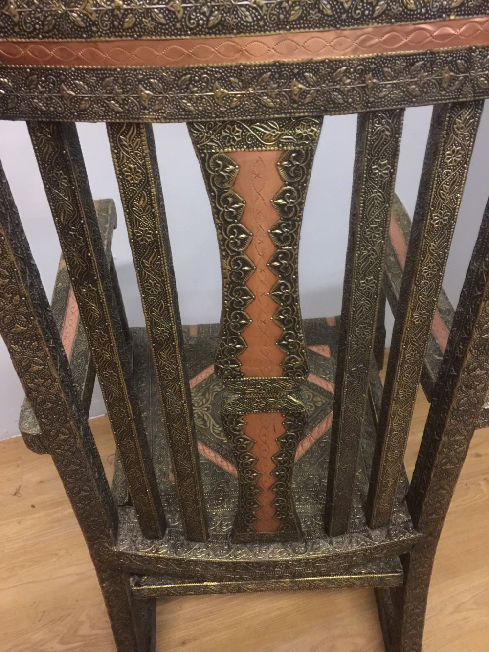 Anglo Indian brass and copper decorated rocking chair View VIII