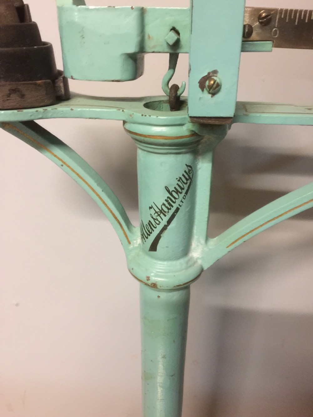Stand on weighing scales by Allen and Hanbury circa 1910 View II