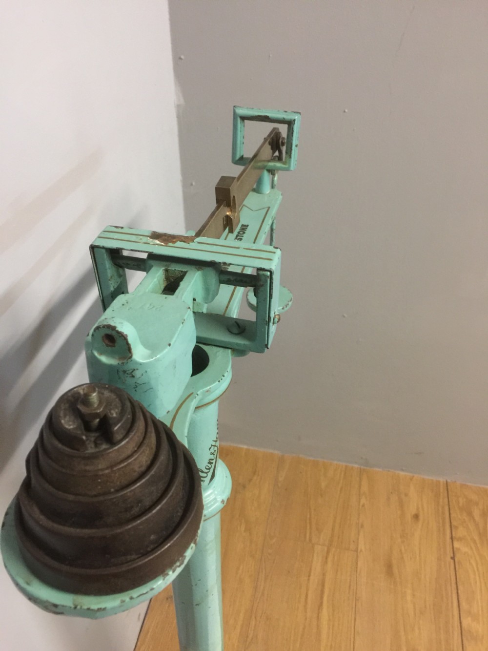 Stand on weighing scales by Allen and Hanbury circa 1910 View IX