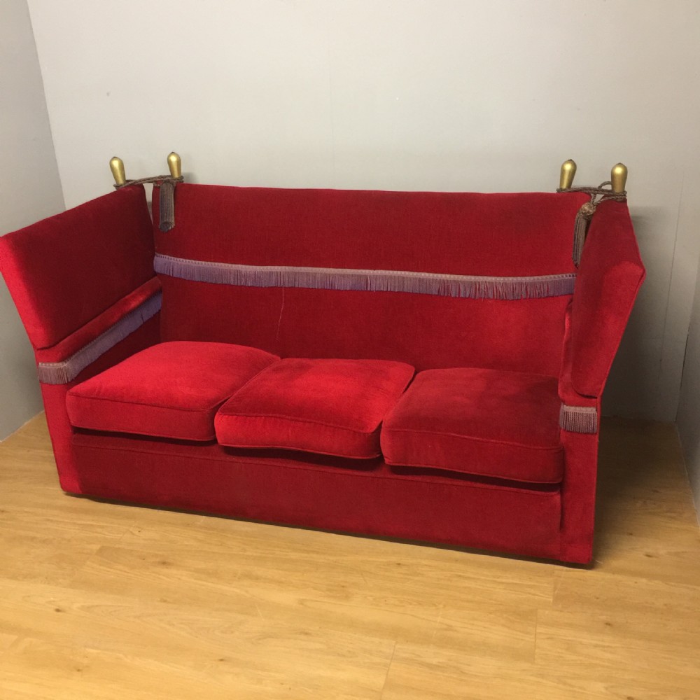 Knole sofa in red velvet circa 1920