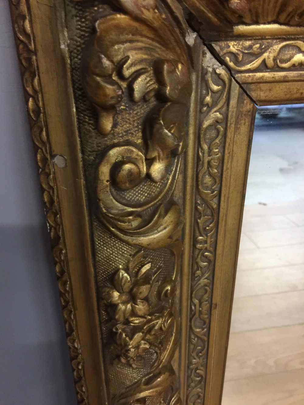 Nineteenth century large gilt framed mirror  View IV