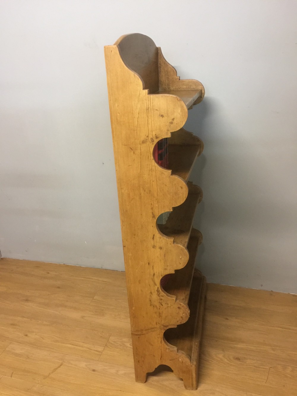Nineteenth century slim pine bookshelves  View VI