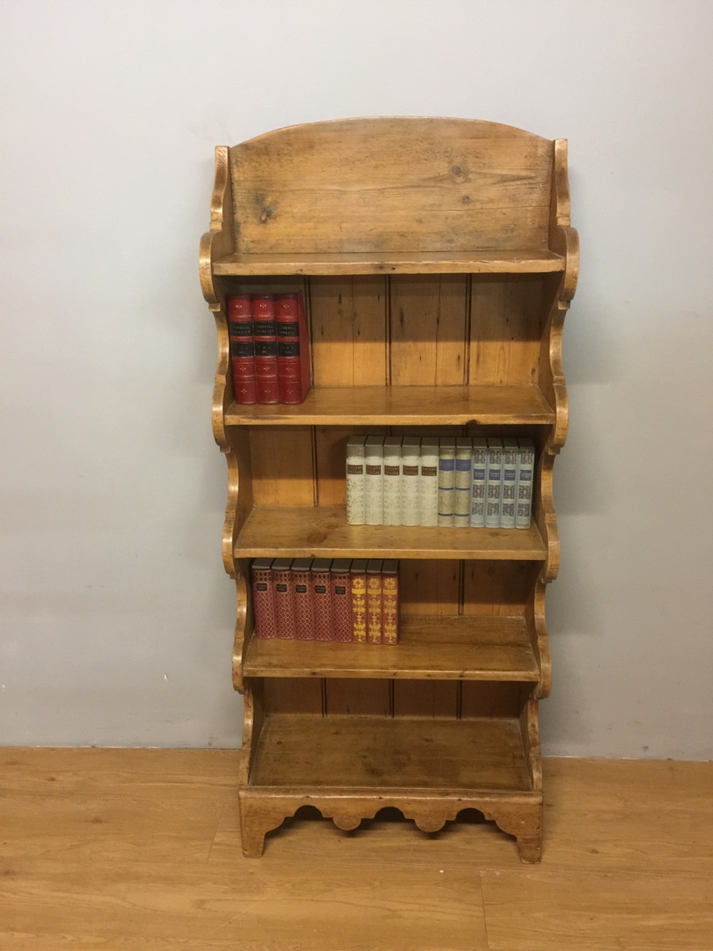 Nineteenth century slim pine bookshelves  View VII
