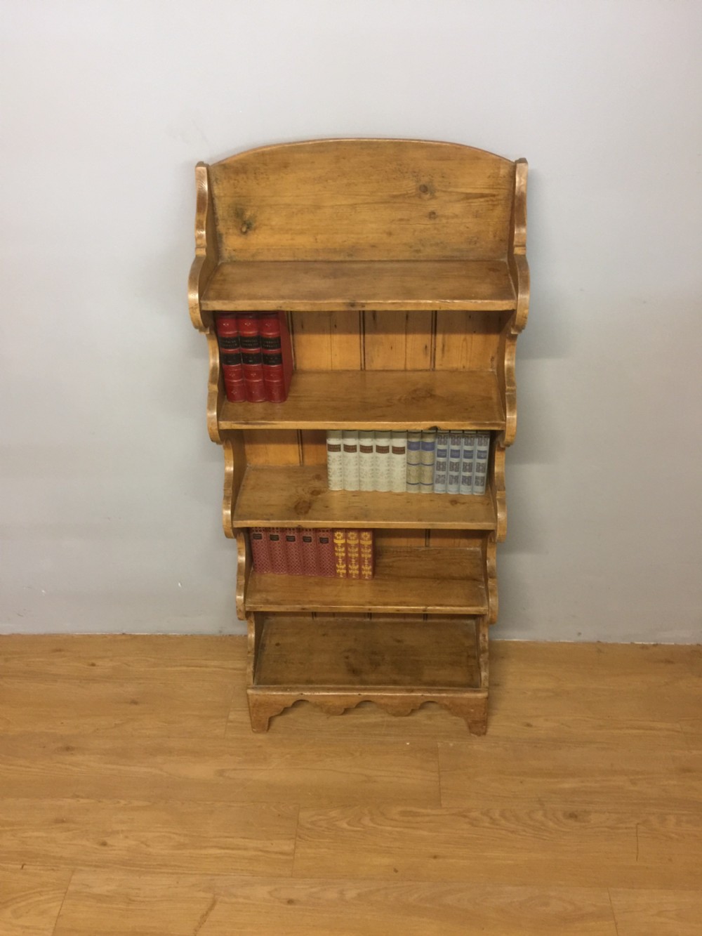 Nineteenth century slim pine bookshelves  View VIII