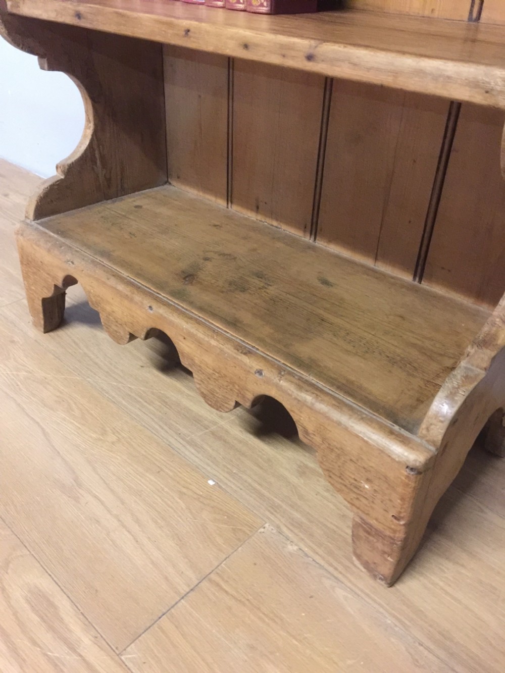 Nineteenth century slim pine bookshelves  View IX