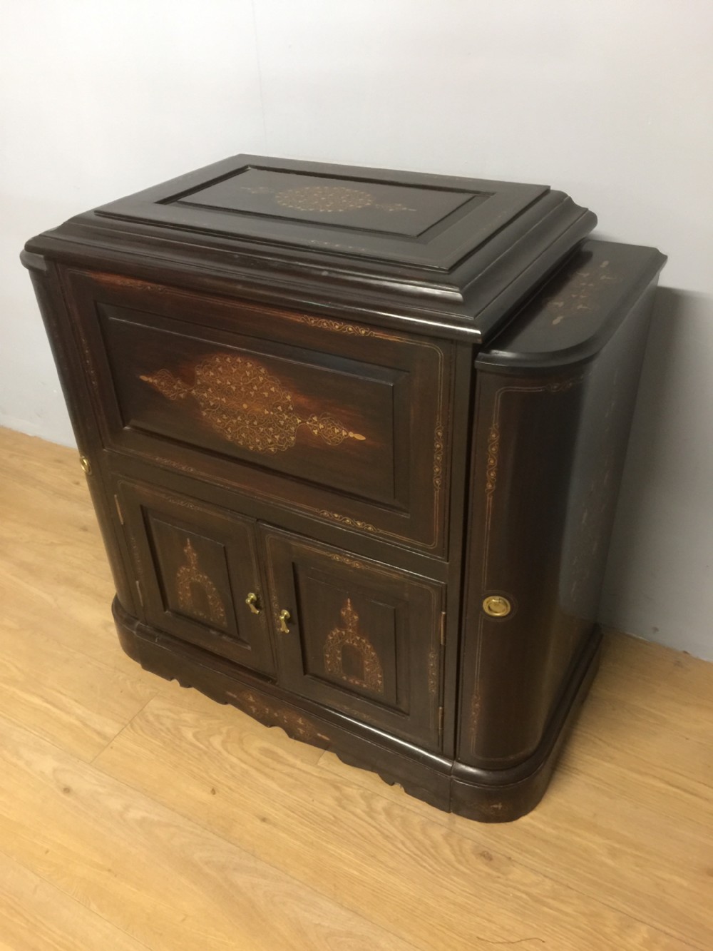 Cocktail cabinet with brass inlay Anglo Indian  View II