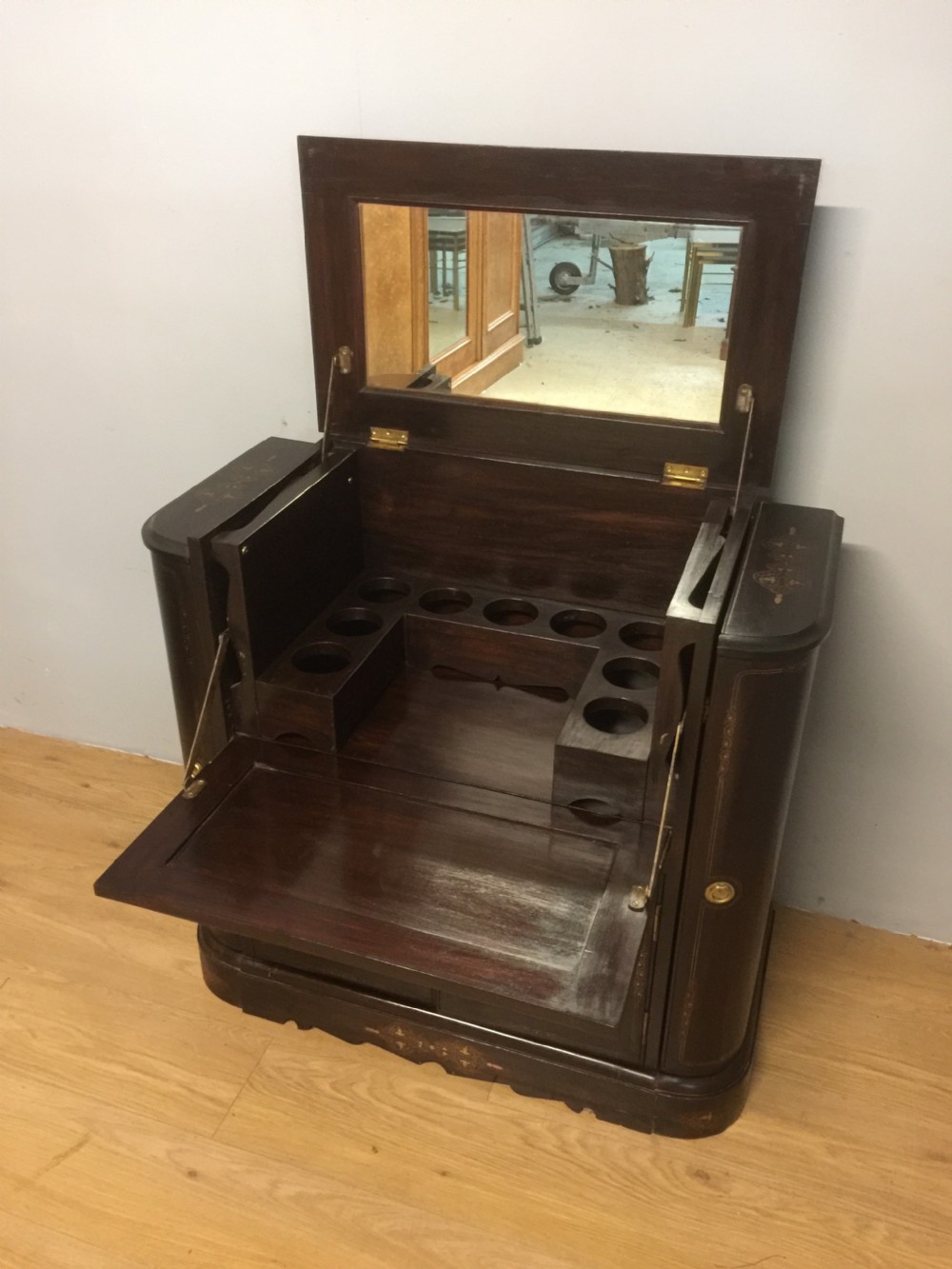 Cocktail cabinet with brass inlay Anglo Indian  View V