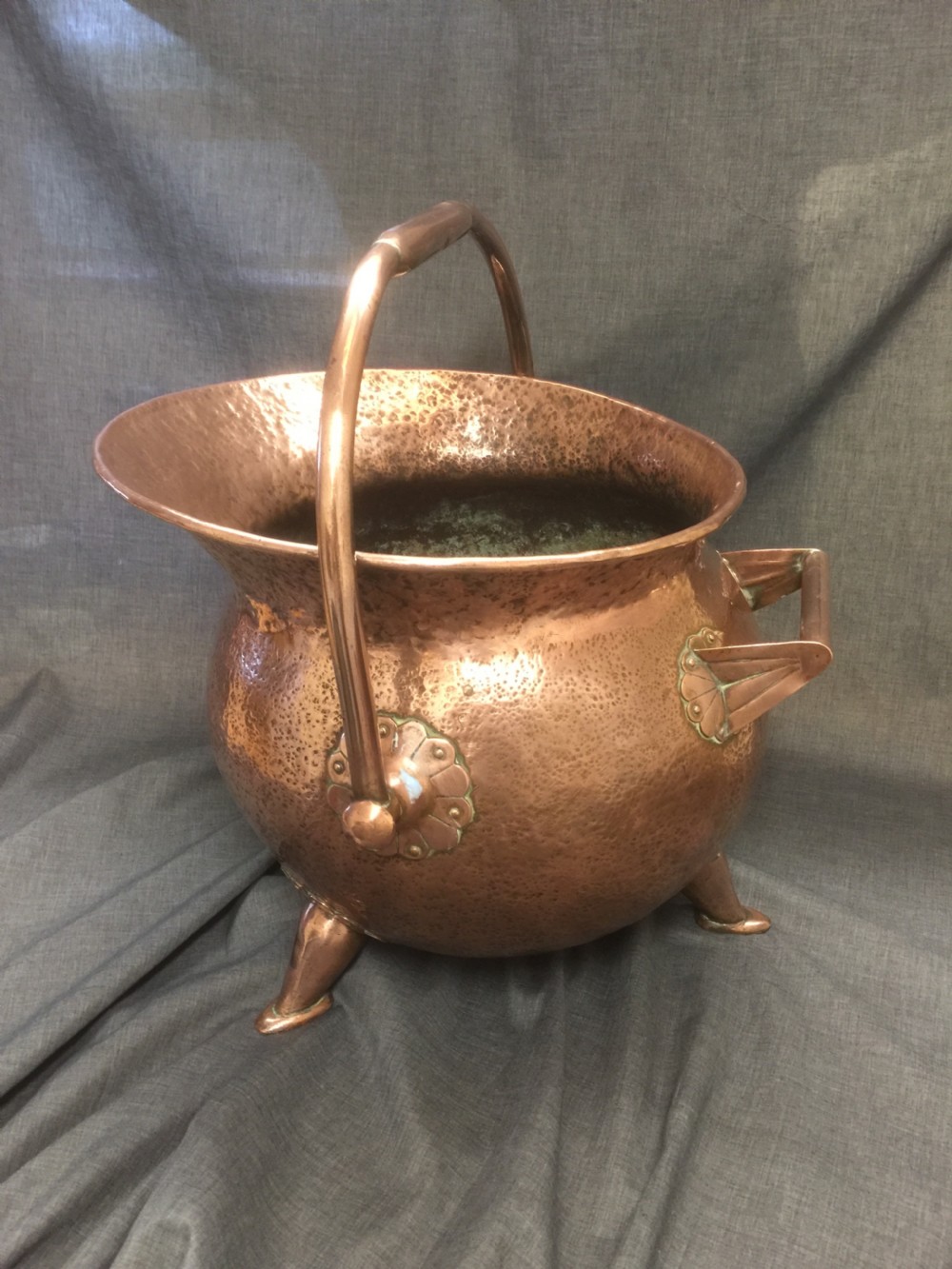 Late nineteenth century arts and crafts copper coal scuttle