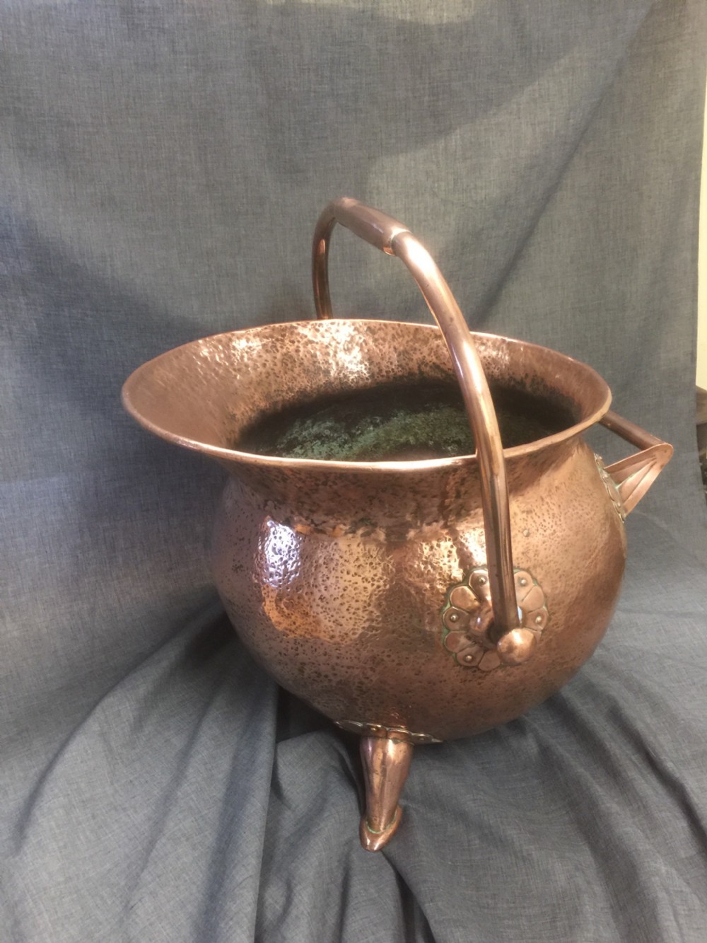 Late nineteenth century arts and crafts copper coal scuttle View II