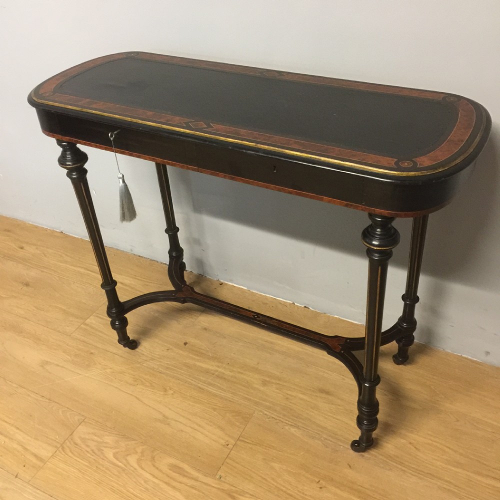 Nineteenth century inlaid and ebonised two drawer side table 