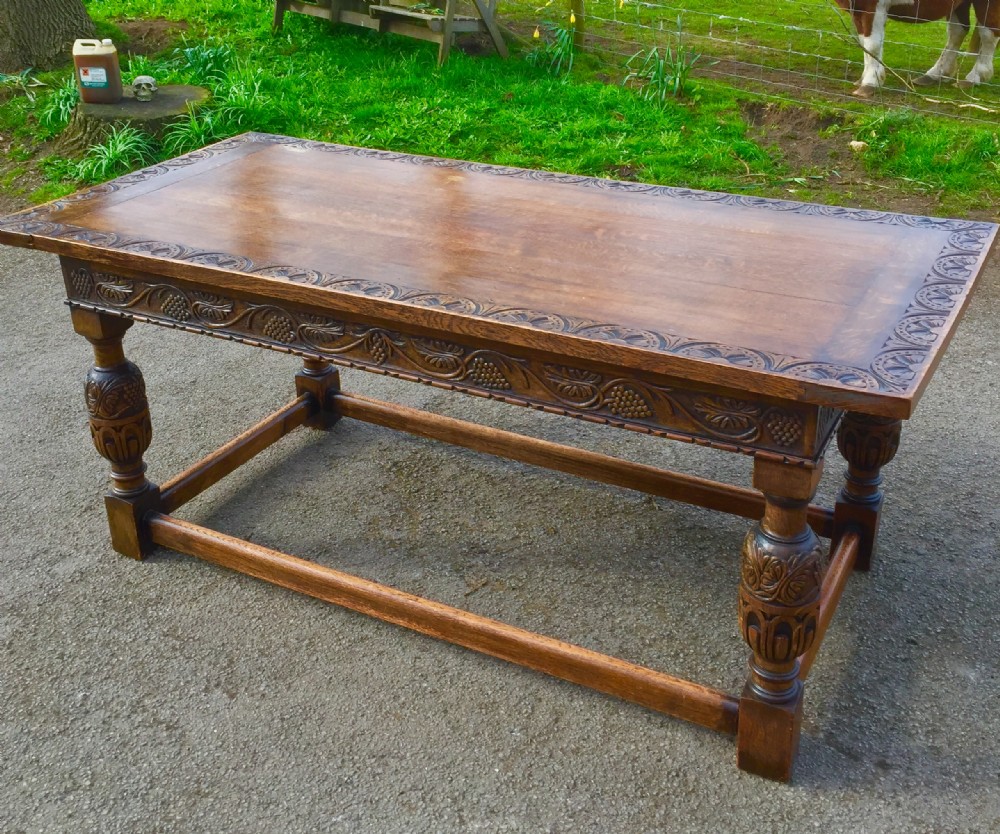 Solid Oak Jacobean style refectory table 