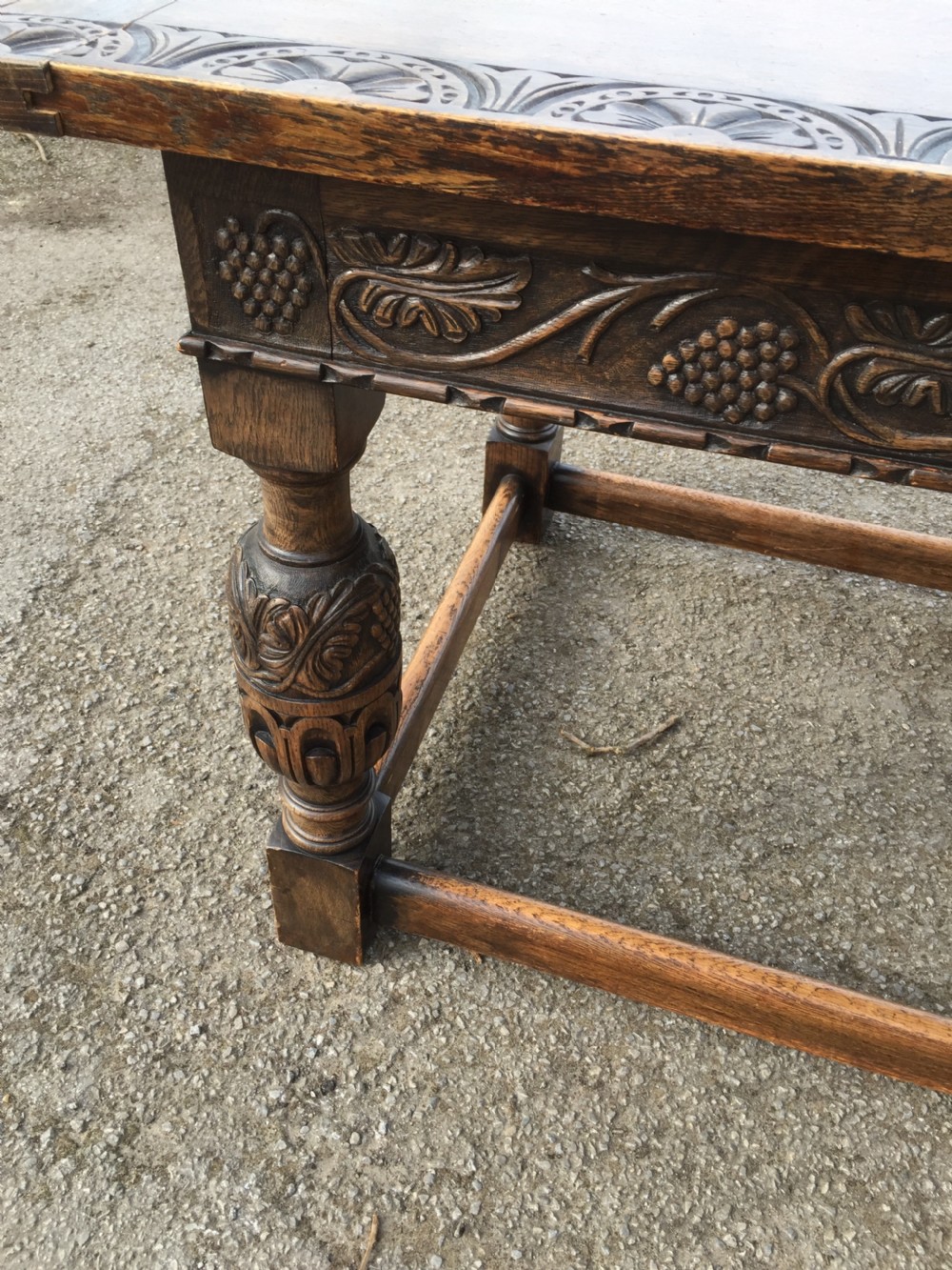 Solid Oak Jacobean style refectory table  View V