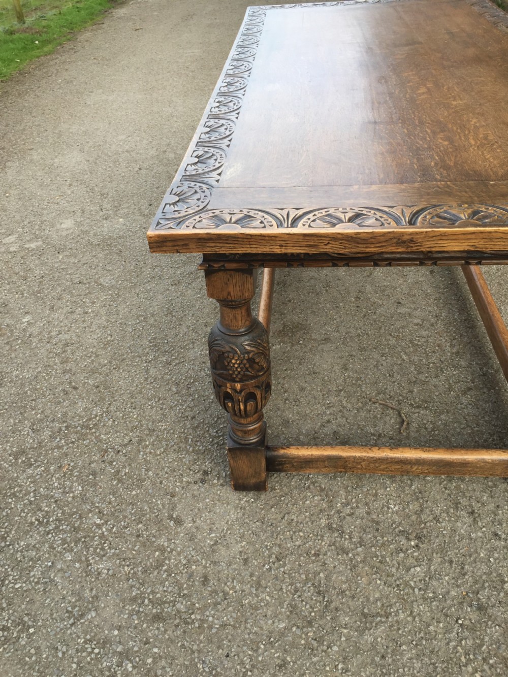Solid Oak Jacobean style refectory table  View VIII