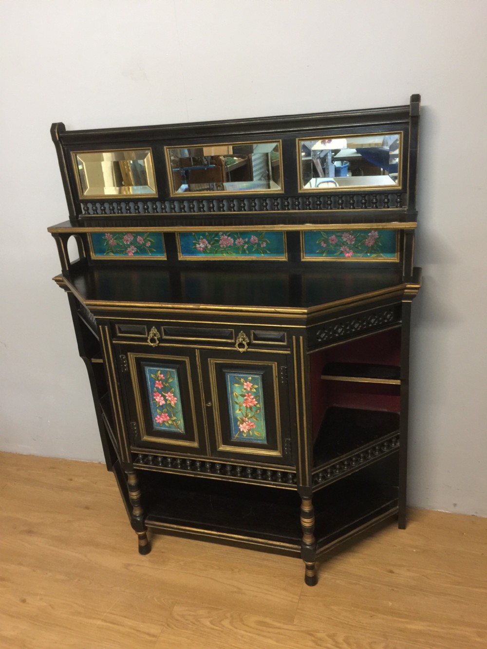 Ebonised aesthetic movement side cabinet by Lamb of Manchester  View XI