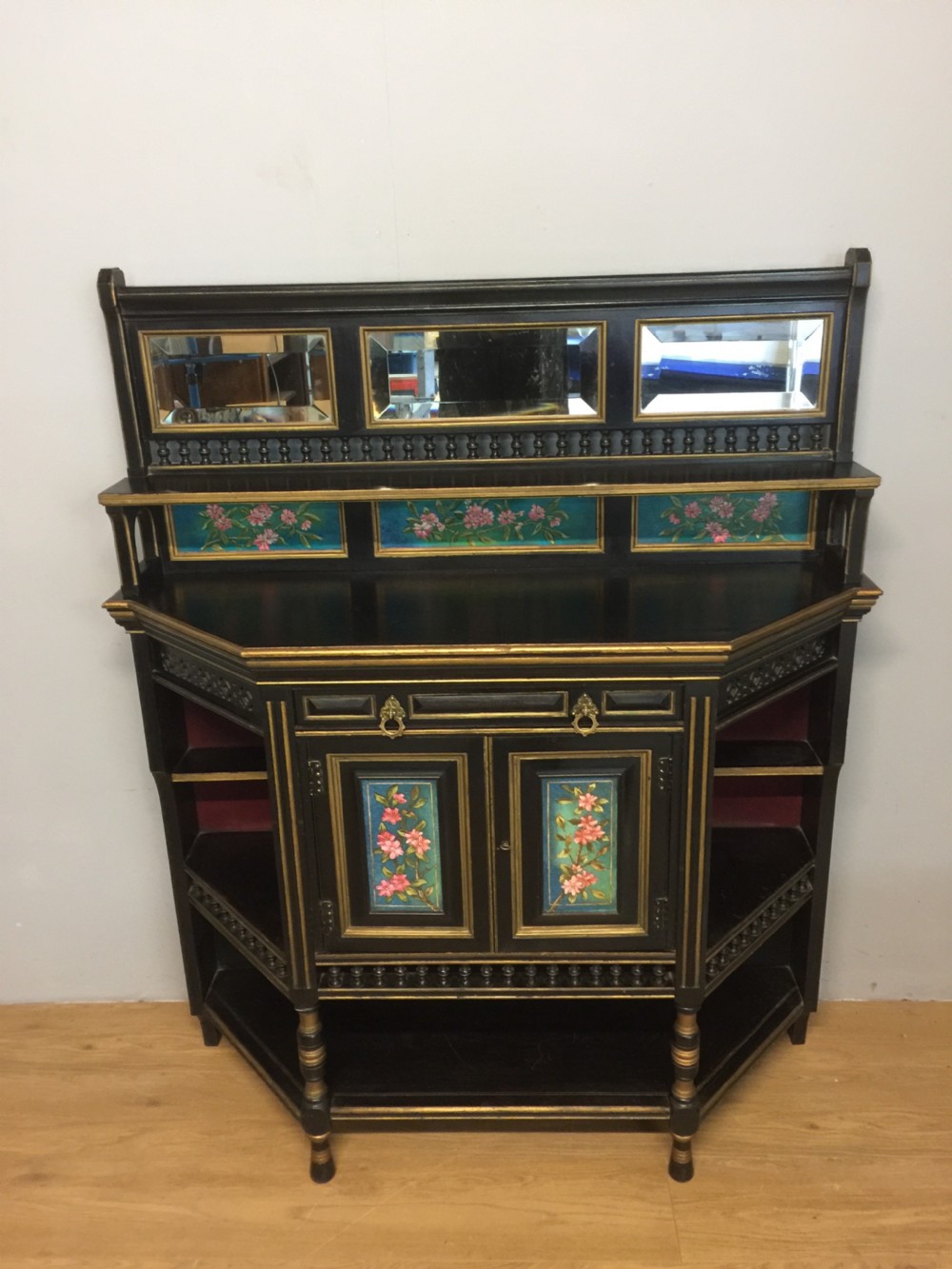 Ebonised aesthetic movement side cabinet by Lamb of Manchester  View XII