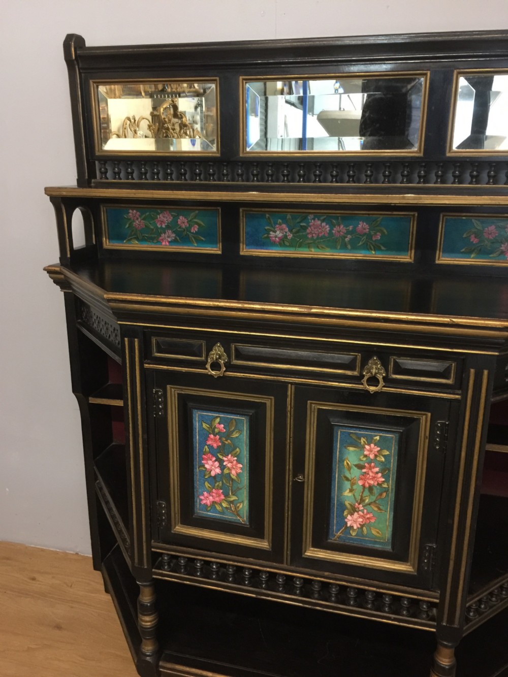 Ebonised aesthetic movement side cabinet by Lamb of Manchester  View XIII