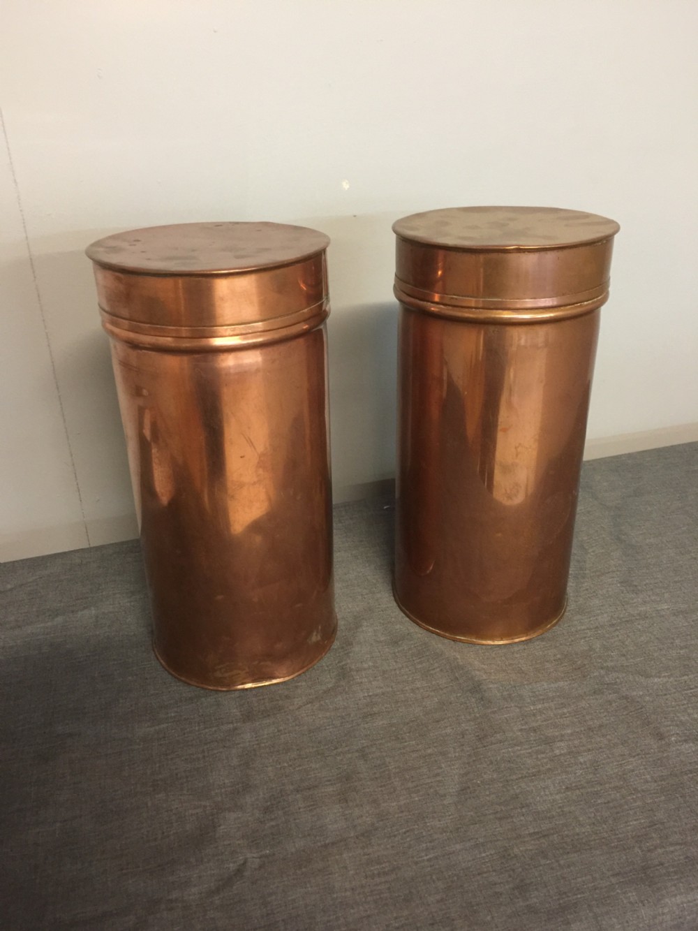 Pair of nineteenth century copper food warmers View XI