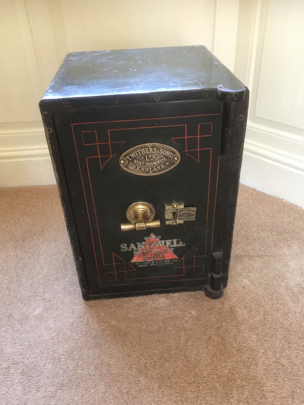 Antique safe by Withers of West Bromwich in original condition 
