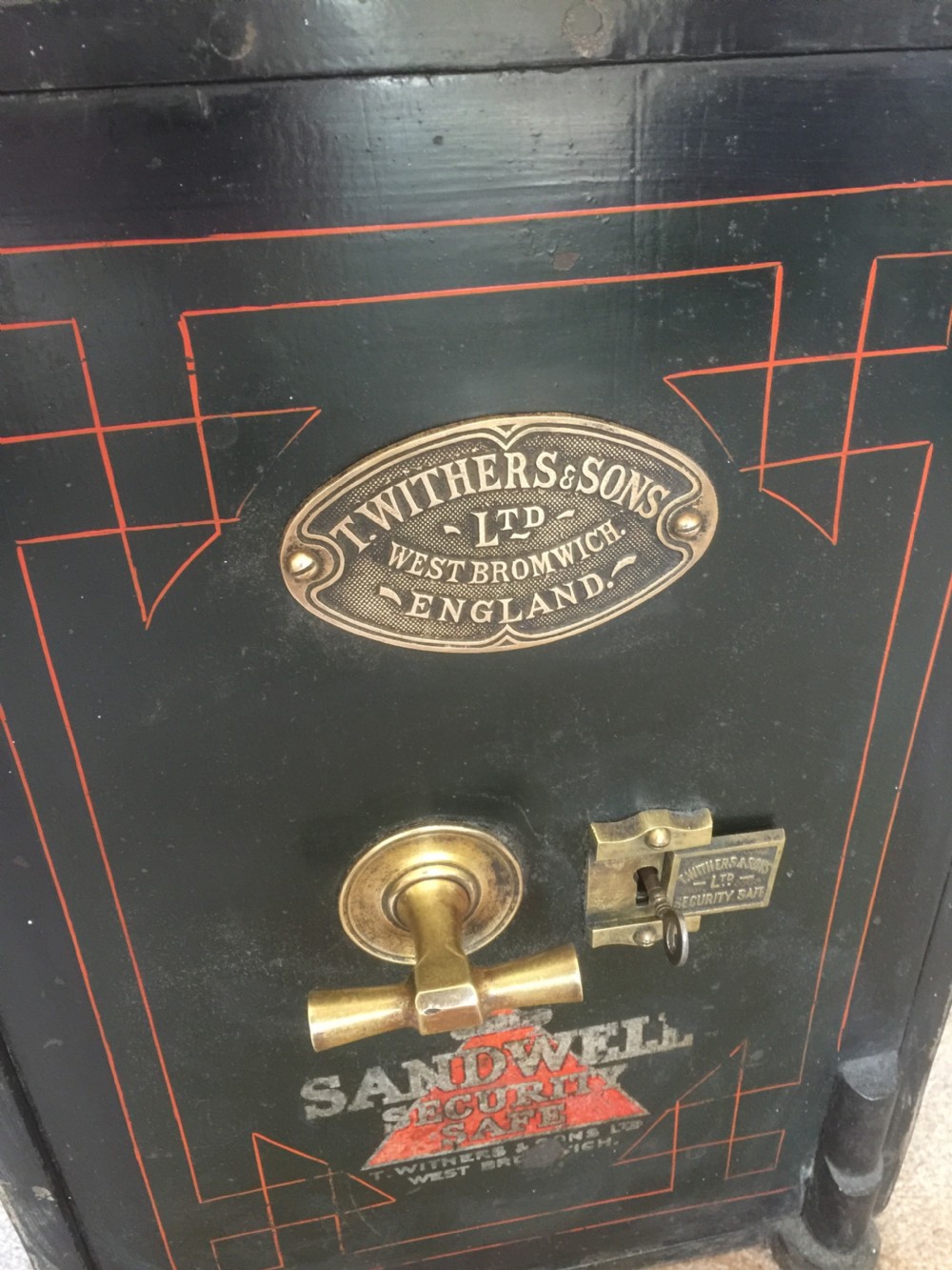 Antique safe by Withers of West Bromwich in original condition  View II