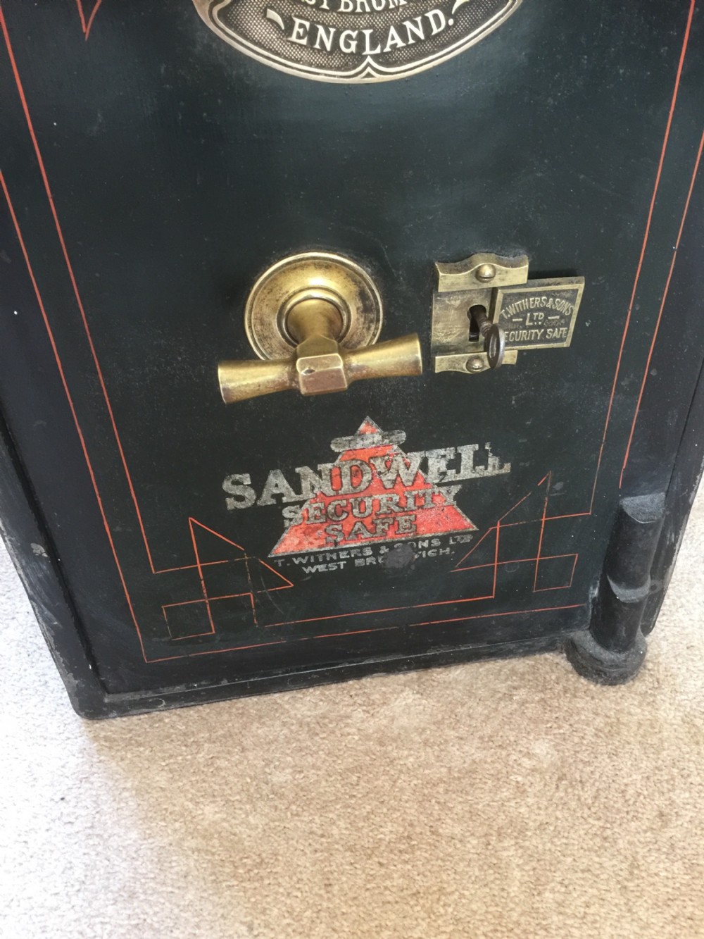 Antique safe by Withers of West Bromwich in original condition  View III