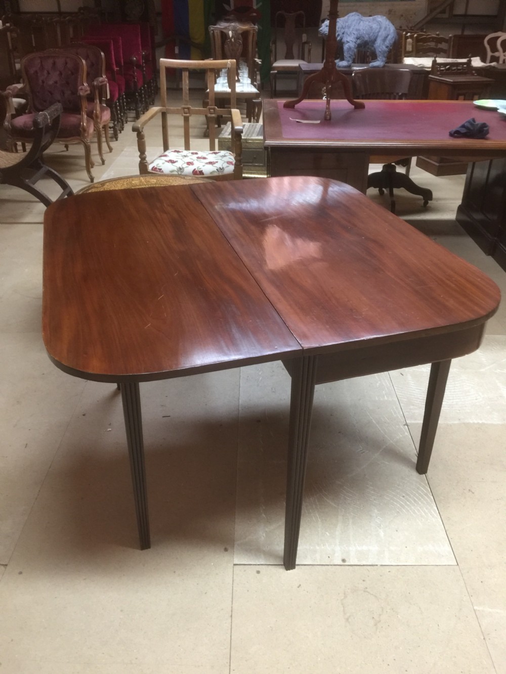 Georgian Mahogany drop leaf dining table  View V