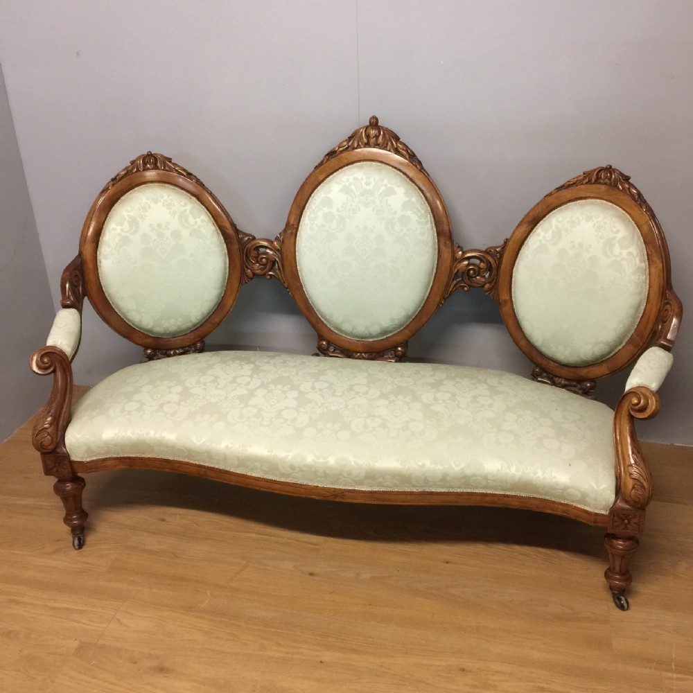Nineteenth century carved walnut framed sofa 
