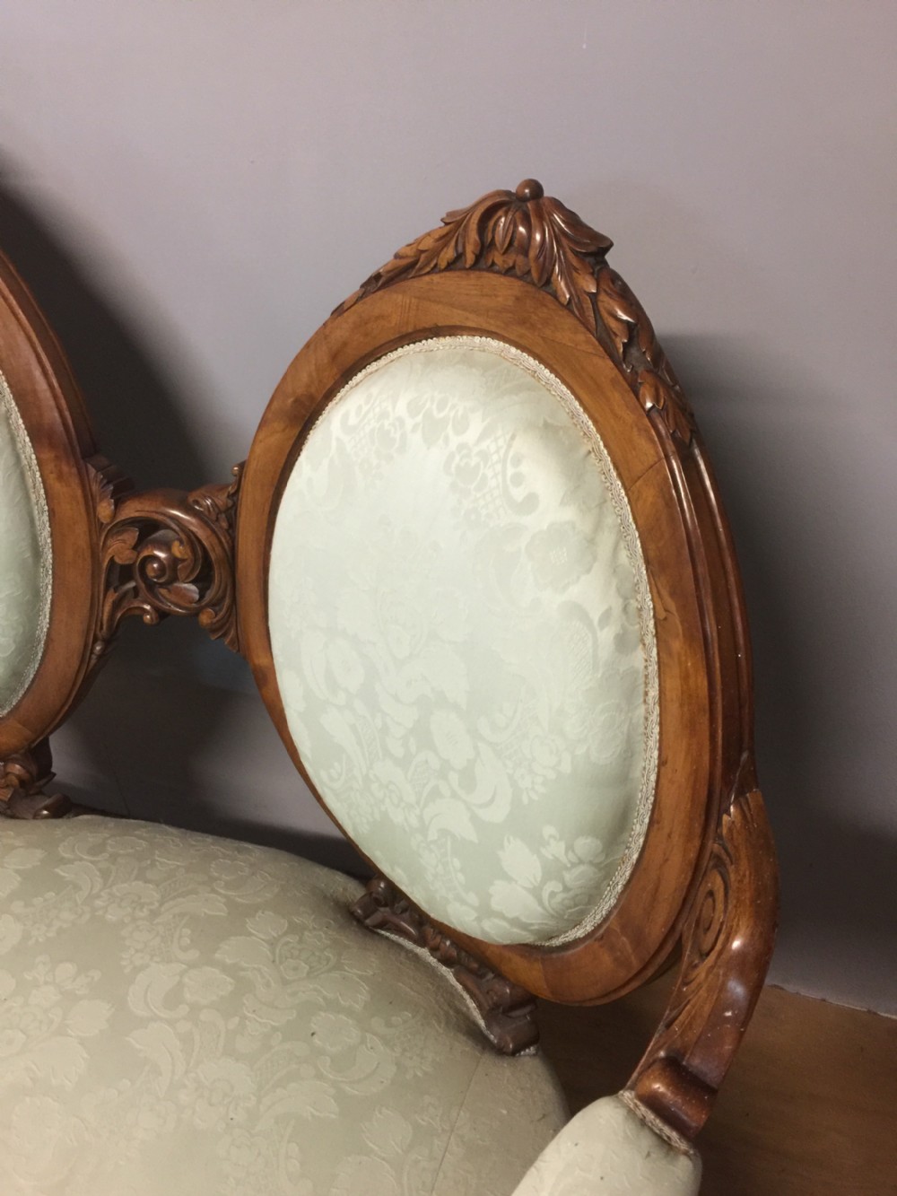 Nineteenth century carved walnut framed sofa  View VI