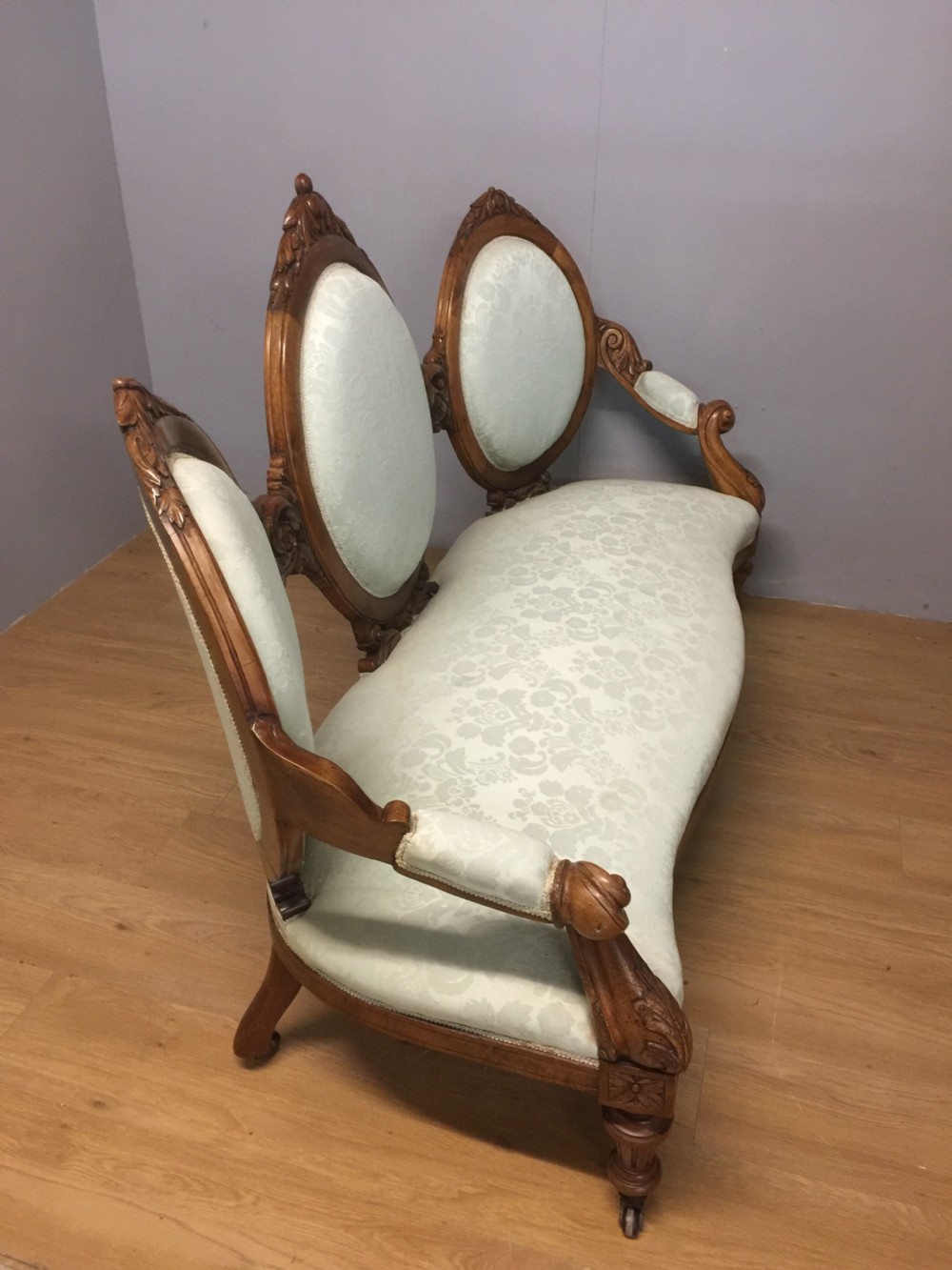 Nineteenth century carved walnut framed sofa  View VIII