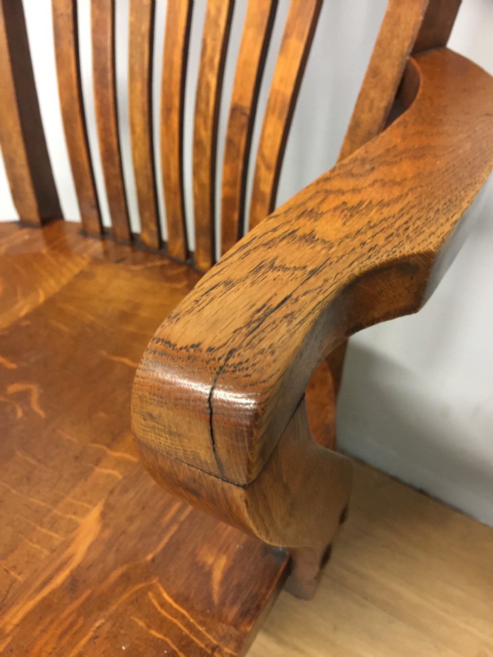 Art Deco solid oak desk chair  View VII