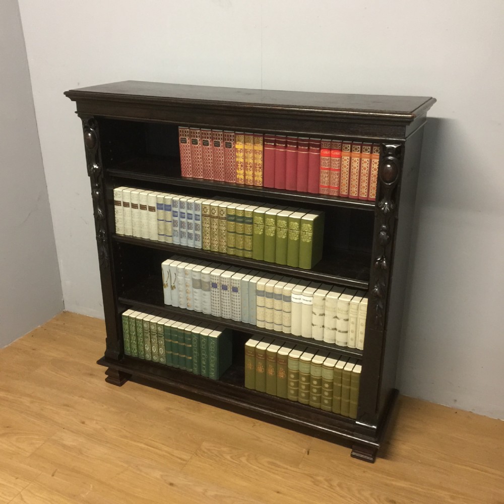 Nineteenth century solid oak open bookshelves 