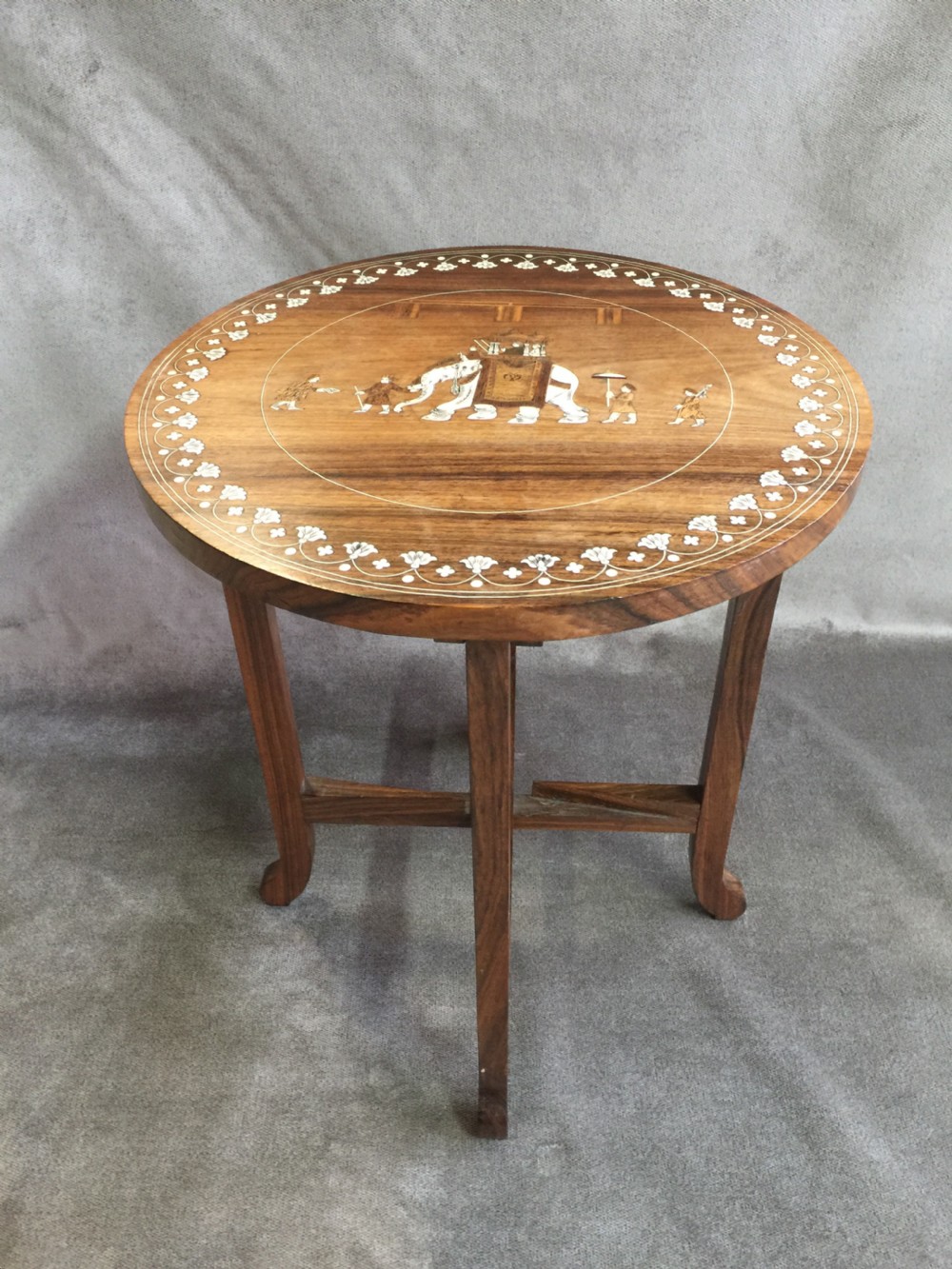 Anglo Indian circular inlaid lamp table 