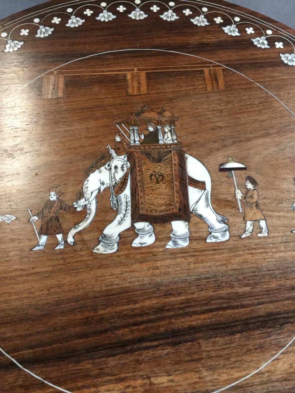 Anglo Indian circular inlaid lamp table  View V