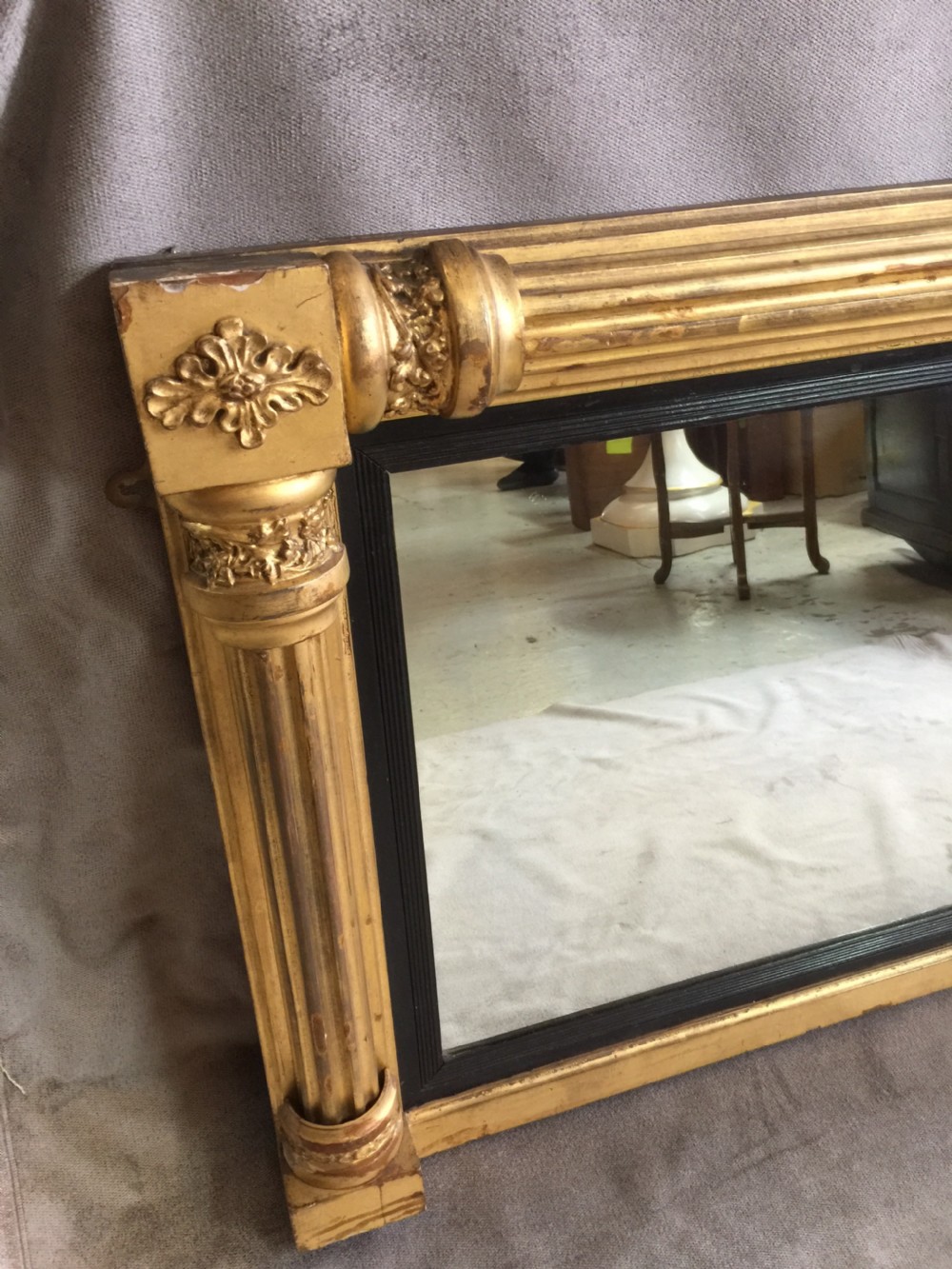 Regency gilt framed overmantel mirror  View II