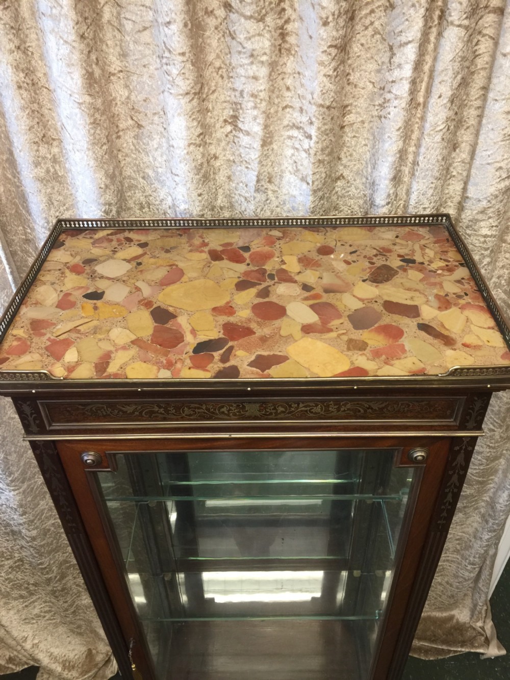Nineteenth century mahogany brass inlaid pier display cabinet View VII